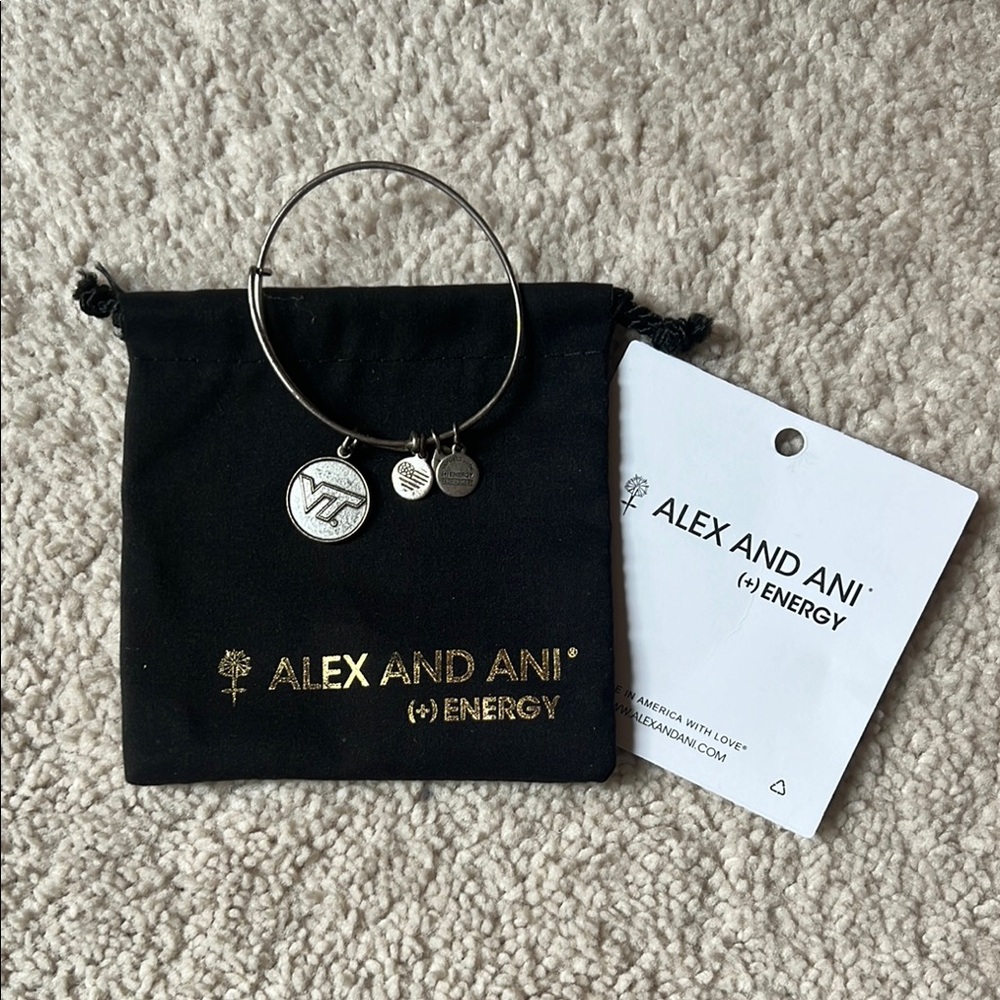 Alex and Ani Silver Bangle with Virginia Tech Charm